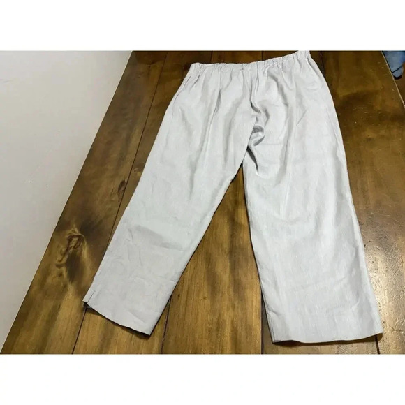 J. JILL Women's Size Small Linen Blend Stretch Pull On Pants Light Gray - Picture 2 of 9